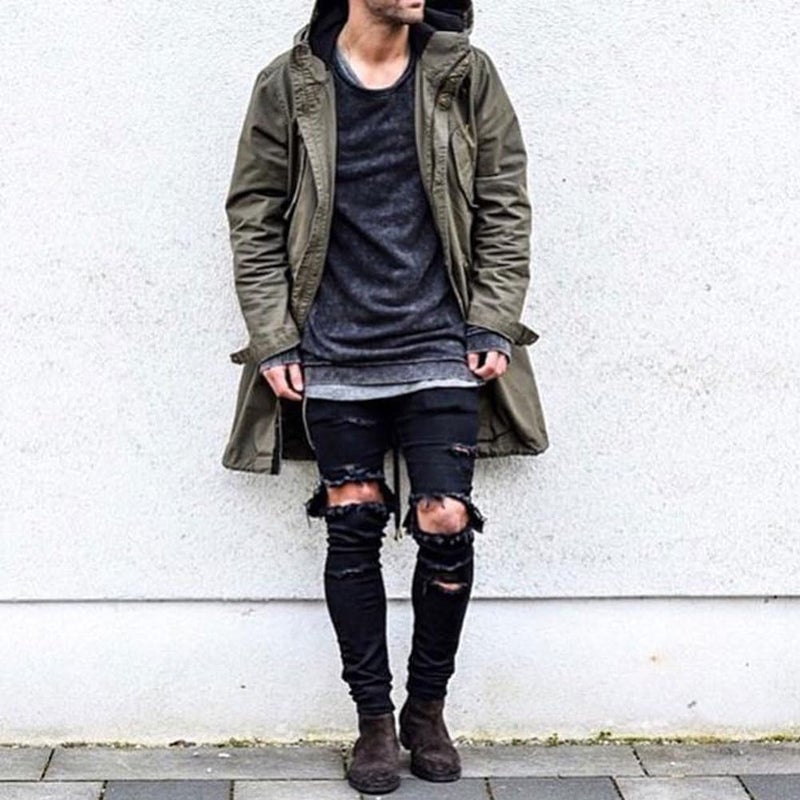 HUNGSON Men's Ripped Skinny Jeans Stretchy Slim Fit Jeans Pants for Men - Image 2